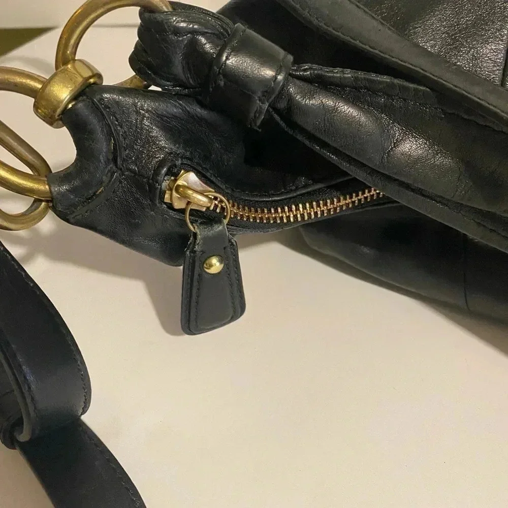 Coach Black leather crossbody handbag
